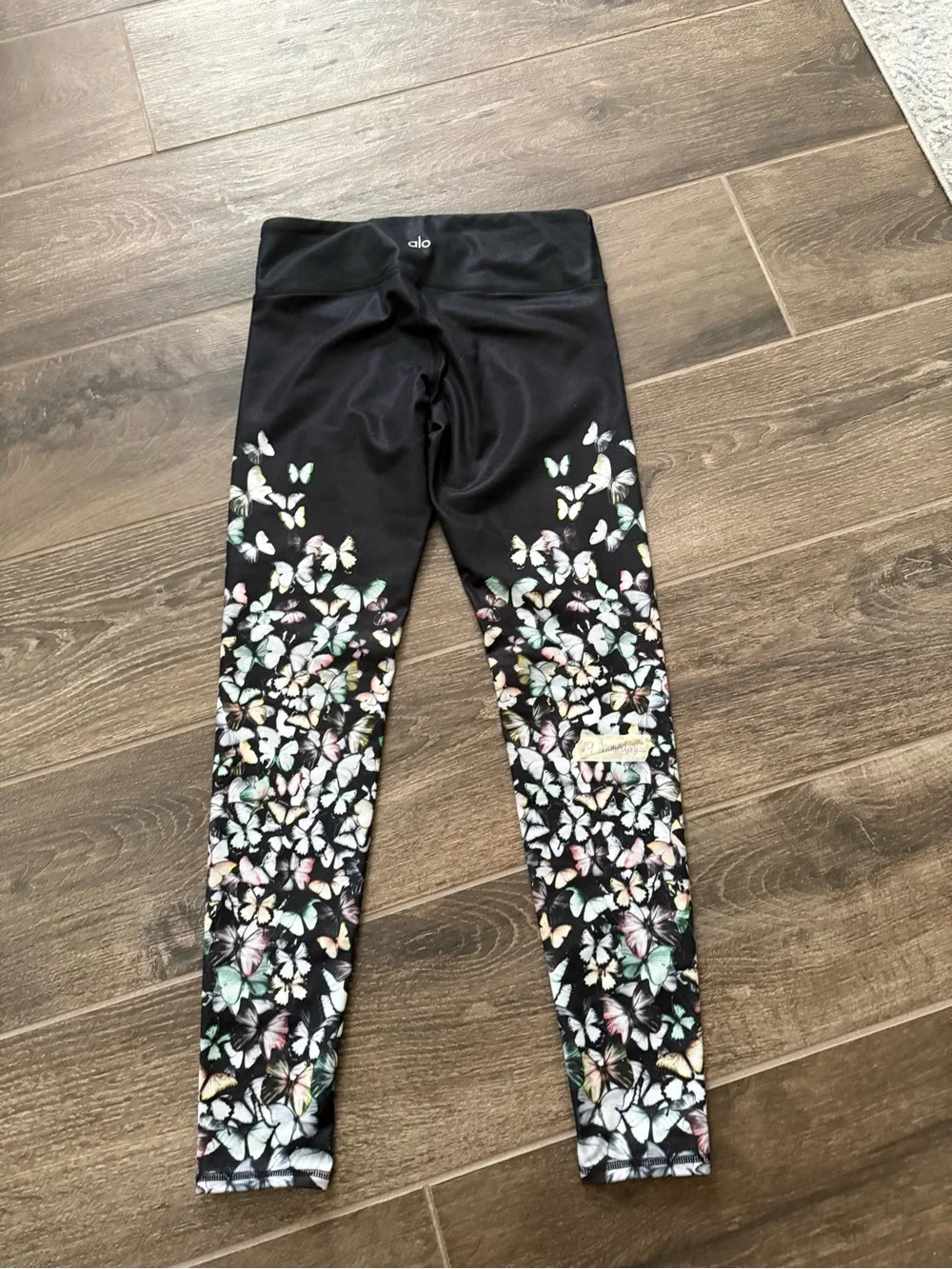 Alo-Black Butterfly Print Leggings-Size S